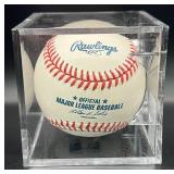Christian Guzman (Minnesota Twins SS) Signed Rawlings OMLB Selig Baseball w/ cube and plaque