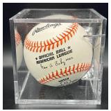 Chip Hale (Minnesota Twins Utility 1993-96) Signed Rawlings OALB Budig Cal Ripken Jr. Iron Man Special Edition Baseball w/ cube and plaque