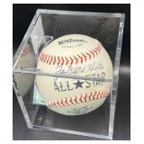 Mickey Hatcher (Minnesota Twins OF 1981-86) Signed Vintage Wilson Baseball w/ cube and plaque