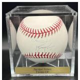 Jacque Jones (Minnesota Twins OF) Signed Rawlings OMLB Selig  Baseball w/ cube and plaque