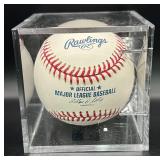 Jacque Jones (Minnesota Twins OF) Signed Rawlings OMLB Selig  Baseball w/ cube and plaque