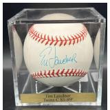 Tim Laudner (Minnesota Twins Catcher 1981-89) Signed Rawlings OMLB Selig  Baseball w/ cube and plaque