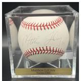 Matthew LeCroy (Minnesota Twins DH) Signed Rawlings OMLB Selig  Baseball w/ cube and plaque