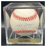 Hal Naragon (Minnesota Twins Catcher 1961-62) Signed Rawlings OALB Budig Baseball w/ cube and plaque