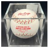 Joe Nathan (Minnesota Twins Pitcher) Signed 2004 All-Star Game Official Ball Rawlings Selig Baseball w/ cube and plaque