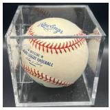 Al Newman (Minnesota Twins Utility 1987-91) Signed Rawlings OMLB Baseball w/ cube and plaque