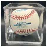 Mike Pagliarulo (Minnesota Twins 3B 1991-93) Signed Rawlings OMLB Baseball w/ cube and plaque