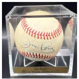 Jim Perry (Minnesota Twins Pitcher and Cy Young Winner 1963-72) Signed Rawlings OALB Brown Baseball w/ cube and plaque