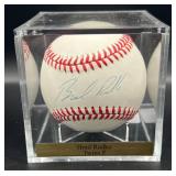 Brad Radke (Minnesota Twins Pitcher) Signed Rawlings OALB Budig Baseball w/ cube and plaque