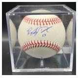 Randy Dobnak (Minnesota Twins Pitcher) Signed Rawlings OMLB Manfred Baseball w/ cube