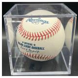 Randy Dobnak (Minnesota Twins Pitcher) Signed Rawlings OMLB Manfred Baseball w/ cube