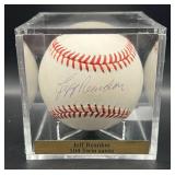 Jeff Reardon (Minnesota Twins Pitcher) Signed Rawlings OALB Brown Baseball w/ cube and plaque