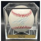 Luis Rivas (Minnesota Twins 2B) Signed Rawlings OMLB Selig Baseball w/ cube and plaque