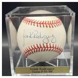 Frank Rodrigues (Minnesota Twins Pitcher 1995-98) Signed Rawlings OALB Budig Baseball w/ cube and plaque