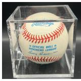 Rich Rollins (Minnesota Twins 3B 1961-68) Signed Rawlings OALB Brown Baseball w/ cube and plaque