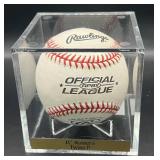 JC Romero (Minnesota Twins Pitcher) Signed Rawlings OMLB Baseball w/ cube and plaque