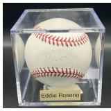 Eddie Rosario (Minnesota Twins OF) Signed Rawlings OMLB Selig Baseball w/ cube and plaque