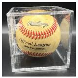 Carl Willis (Minnesota Twins Pitcher 1991-95) Signed Rawlings OLB Baseball w/ cube and plaque