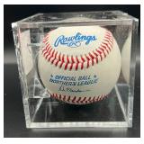 Maury Wills (Los Angeles Dodgers SS) Signed Rawlings ONLB Baseball w/ cube and plaque