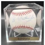 Al Worthington (Minnesota Twins Pitcher 1964-69) Signed Rawlings OMLB Selig Baseball w/ cube and plaque