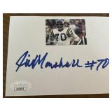 Jim Marshall Signed Card w/ JSA COA - Vintage Minnesota Vikings Football