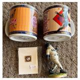 Various Collectibles - 2 Negro League Mugs, 1 Negro League Pin, Chicago Cubs Christmas Ornament