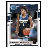 Anthony Edwards RC 2020 Donruss Rated Rookie #201 Minnesota Timberwolves Basketball Card