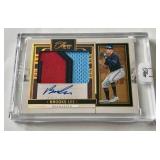 Brooks Lee /10 RPA RC - Jumbo Relic Numbered 04/10 RARE! - 2024 Three and Two Prospect Jersey Autographs #PJA-LB, Minnesota Twins Baseball Card