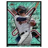 Carlos Correa Numbered /125 Refractor 2022 Finest Aqua Shimmer Refractor #55 Minnesota Twins Baseball Card