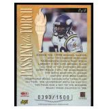 Cris Carter Numbered /1500 Gold Foil 1999 Donruss Elite Passing the Torch #17 Minnesota Vikings Football Card