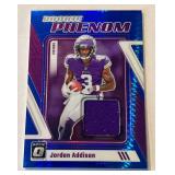 Jordan Addison Relic RC 2023 Donruss Optic Rookie Phenom #RP-JA Minnesota Vikings Rookie Football Card