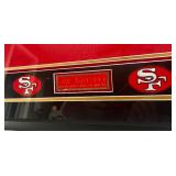 Joe Montana Signed Custom Framed Jersey - Triple Certified Auto (Including PSA DNA) in Beautiful 41.5x33.5" Custom Frame w/ 4 Super Bowl Logo Patch, Custom Plaque and Matting