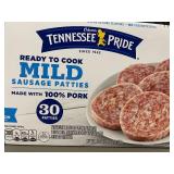 E - Tennessee Pride Ready To Cook Mild Sausage Patties, 30 Count