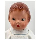 Vintage Composition Baby Doll with White Dress and Bonnet - Signed Nan
