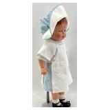 Vintage Composition Baby Doll with White Dress and Bonnet - Signed Nan