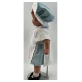 Vintage Composition Baby Doll with White Dress and Bonnet - Signed Nan