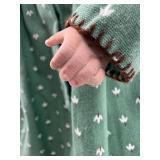 Antique F&W Goebel Porcelain Doll with Green Dress and Brown Shoes