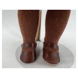 Antique F&W Goebel Porcelain Doll with Green Dress and Brown Shoes