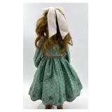 Antique F&W Goebel Porcelain Doll with Green Dress and Brown Shoes