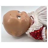 Vintage 1985 Kewpie Doll with Red Floral Dress and Jamboree First Ribbon