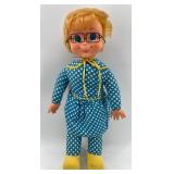 Vintage Mrs. Beasley Doll with Blue Polka Dot Dress