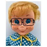 Vintage Mrs. Beasley Doll with Blue Polka Dot Dress