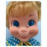 Vintage Mrs. Beasley Doll with Blue Polka Dot Dress