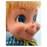 Vintage Mrs. Beasley Doll with Blue Polka Dot Dress