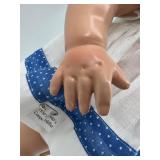 Vintage 1930s & 1940s Compo Toddler Doll in Blue Polka Dot Dress