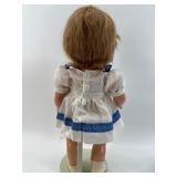 Vintage 1930s & 1940s Compo Toddler Doll in Blue Polka Dot Dress