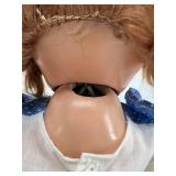 Vintage 1930s & 1940s Compo Toddler Doll in Blue Polka Dot Dress