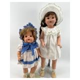 Vintage 1930s & 1940s Compo Toddler Doll in Blue Polka Dot Dress