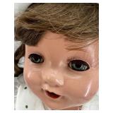 Vintage 1930s & 1940s Compo Toddler Doll in Blue Polka Dot Dress