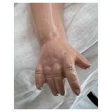 Vintage 1930s & 1940s Compo Toddler Doll in Blue Polka Dot Dress